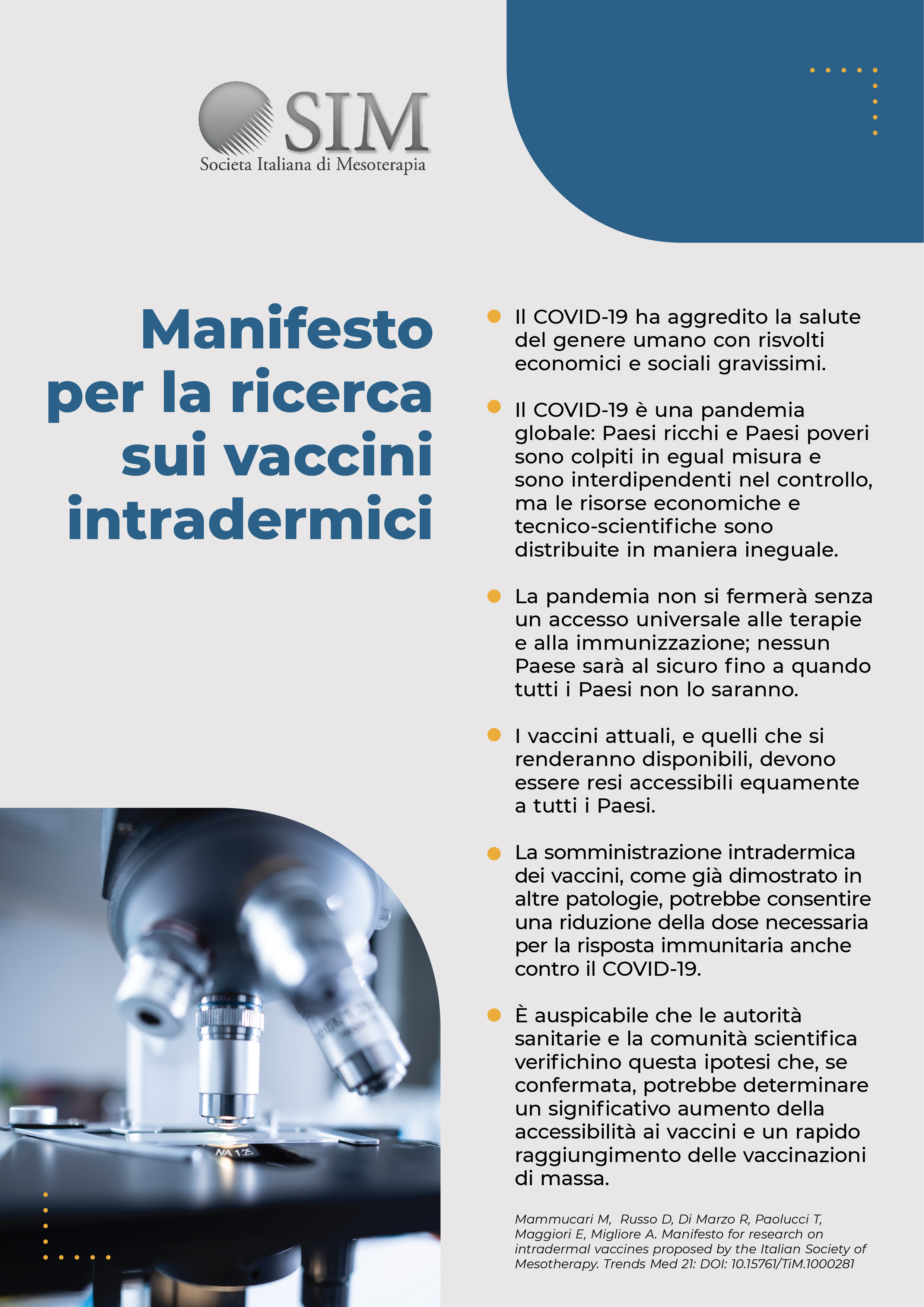 Manifesto per la ricerca sui vaccini intradermici